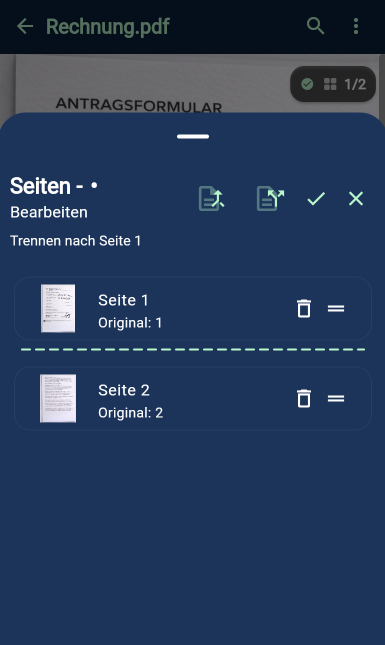 Editor: PDFs aufteilen