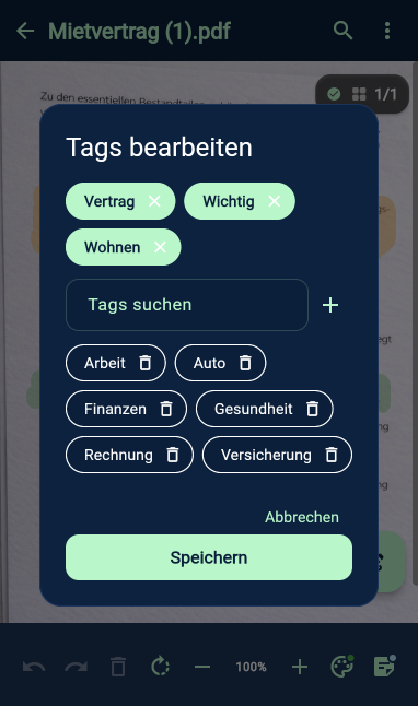Cloud: Tags bearbeiten